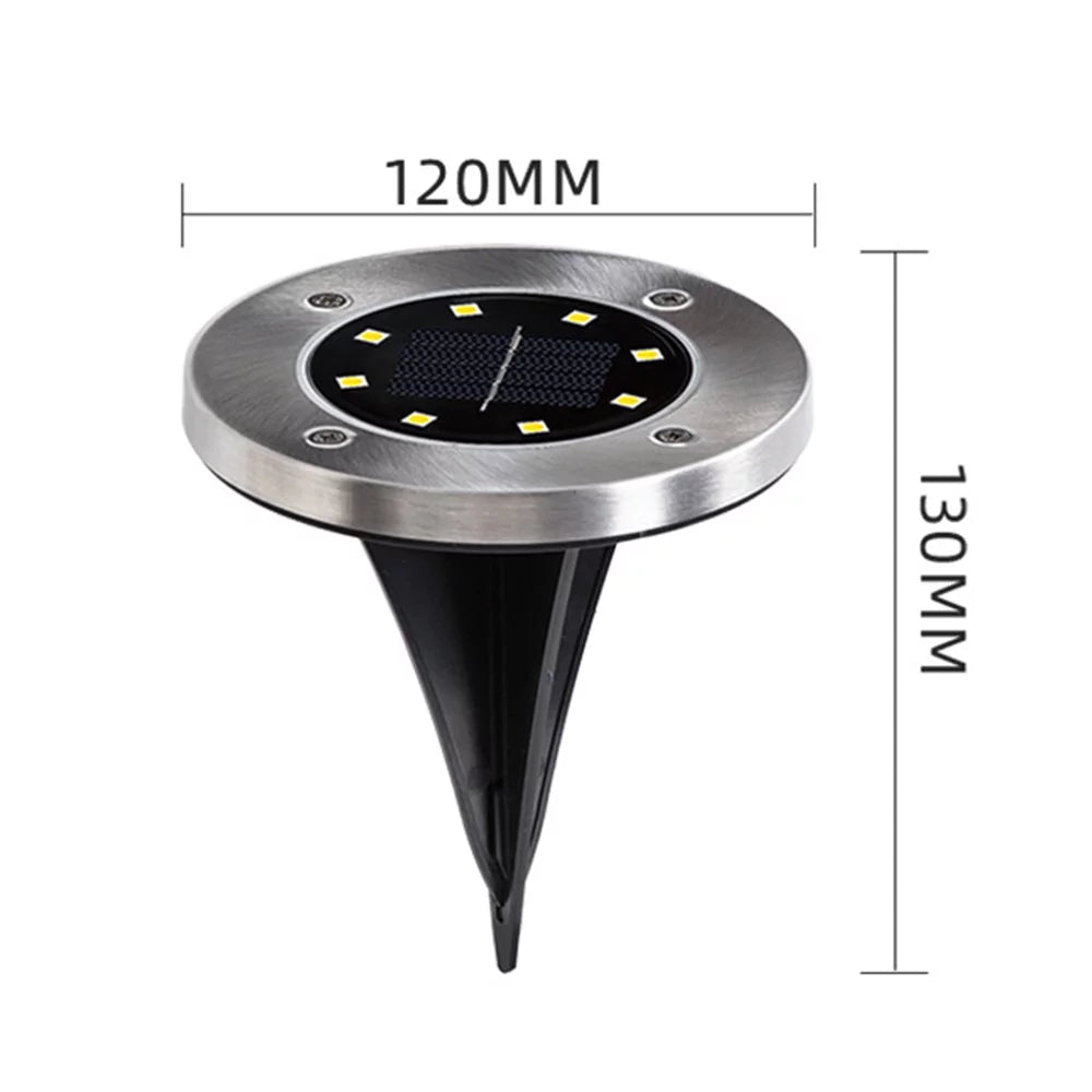 8 Pack Solar Ground Lights 8 LED Solar Lights Outdoor Solar Powered Garden Lights Waterproof In-Ground Disk Lights for Patio Pathway Garden Lawn Yard Driveway Deck Walkway