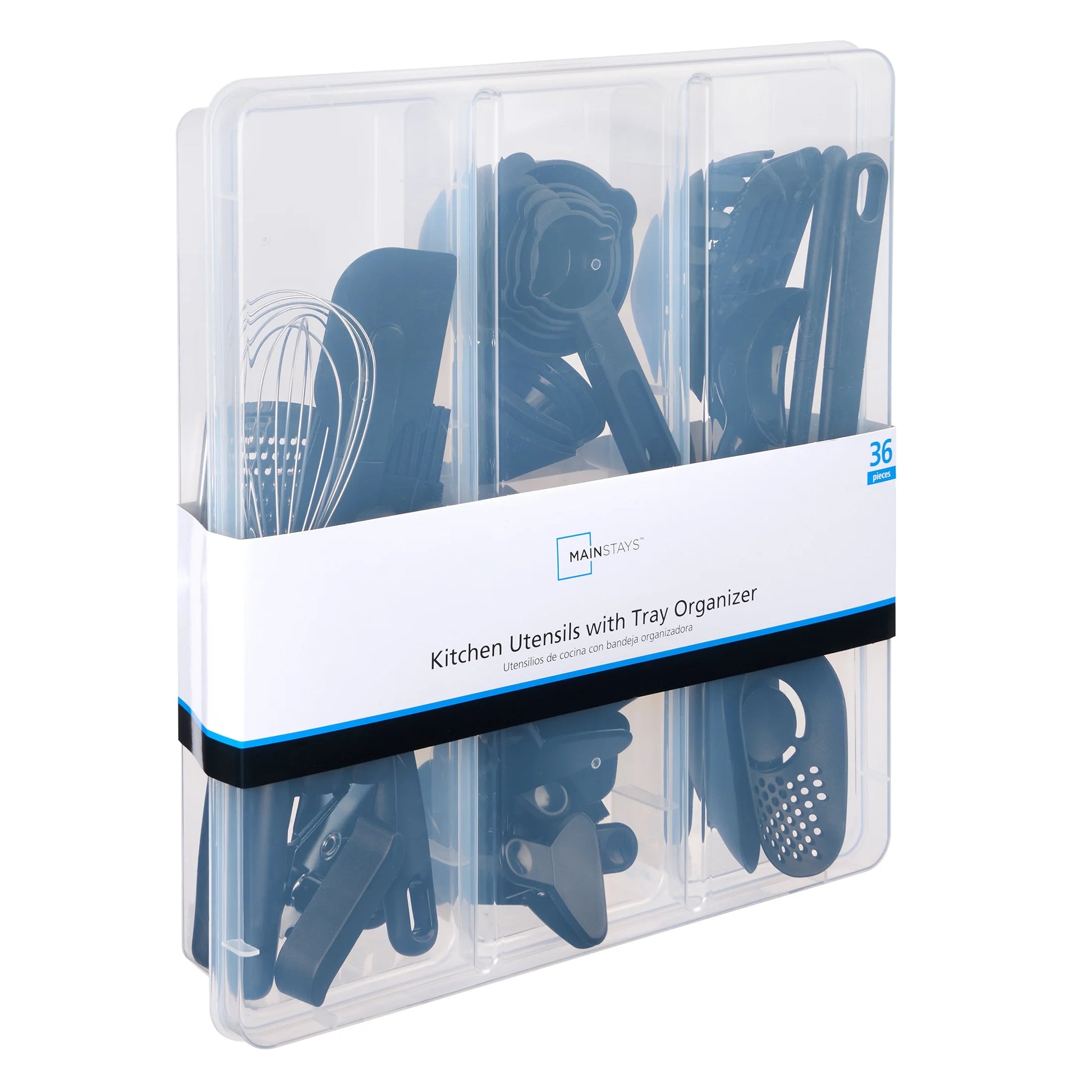 36 Piece Kitchen Gadget Set with Kitchen Cooking Utensils, and Drawer Organizer, Black