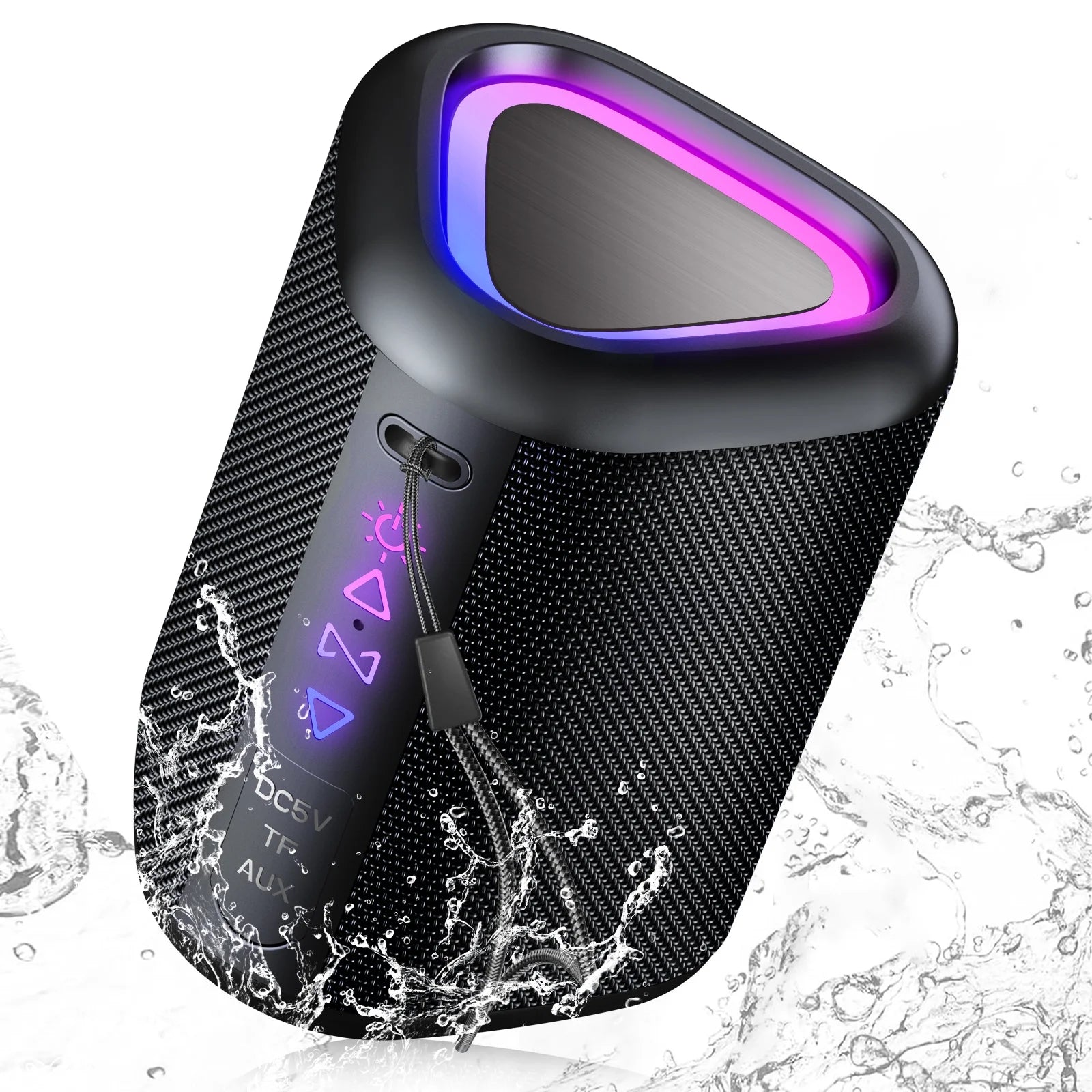 Portable Bluetooth Speaker with Lights, Powerful Crystal Clear Sound, IPX7 Waterproof, All Day Playtime, Aux&Tf-Card Input, Bluetooth 5.3, TWS Paring, Small Wireless Speaker for Outdoor, Gift Ideas