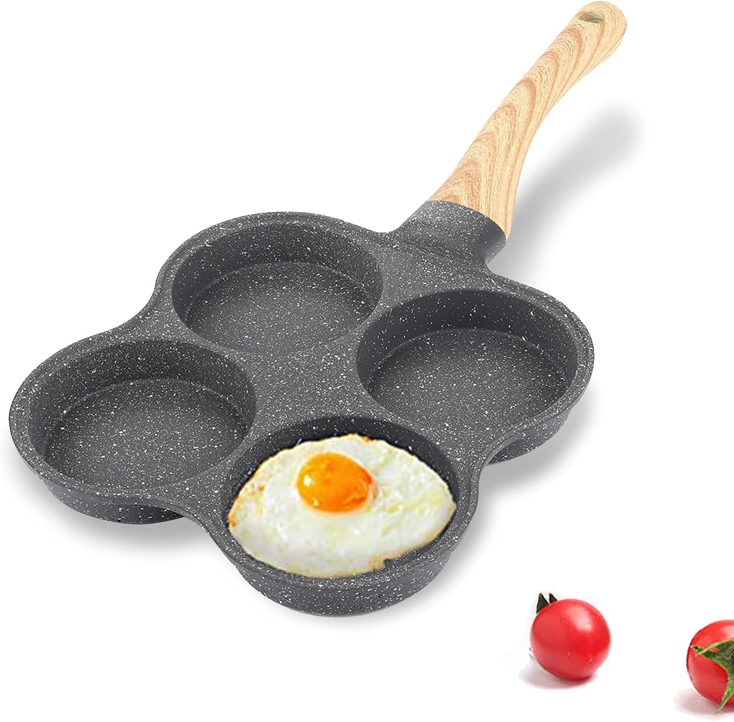 4-Hole Egg Frying Pan 4- Pan Non-Stick Frying Pan 4-Cup Egg Frying Pan Stone Coating Egg Cooker Pan Compatible with All Heat Sources,For Egg Burger/Breakfast Pancake