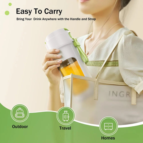 Portable Blender, 340 Ml Personal Juicer Cup,Usb Rechargeable,Household Fruit Mixer for Shakes and Smoothies,Easy to Clean,Bpa Free for Travel, Home and Office