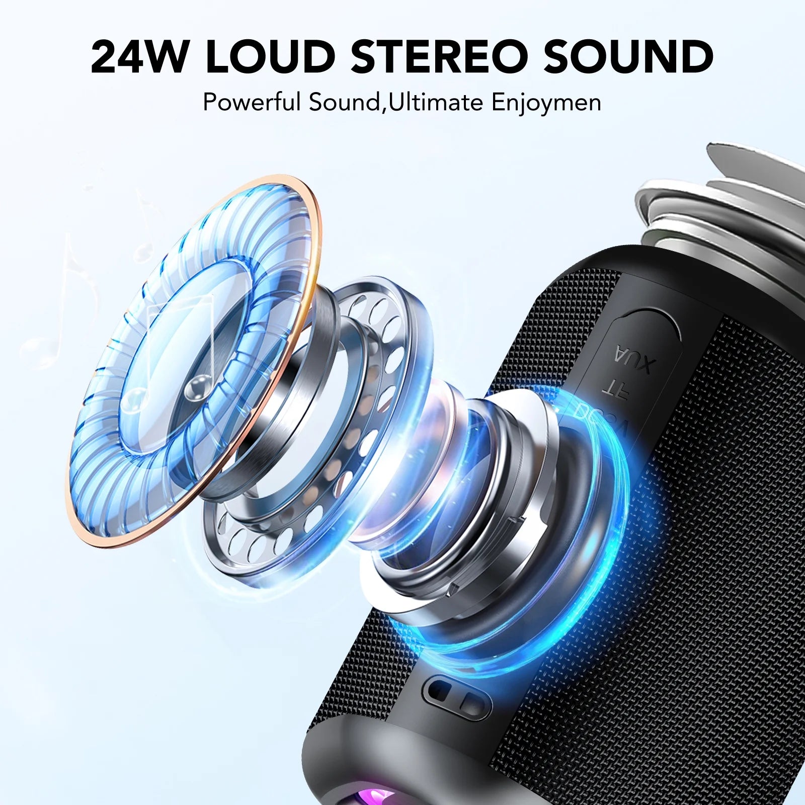 Portable Bluetooth Speaker with Lights, Powerful Crystal Clear Sound, IPX7 Waterproof, All Day Playtime, Aux&Tf-Card Input, Bluetooth 5.3, TWS Paring, Small Wireless Speaker for Outdoor, Gift Ideas
