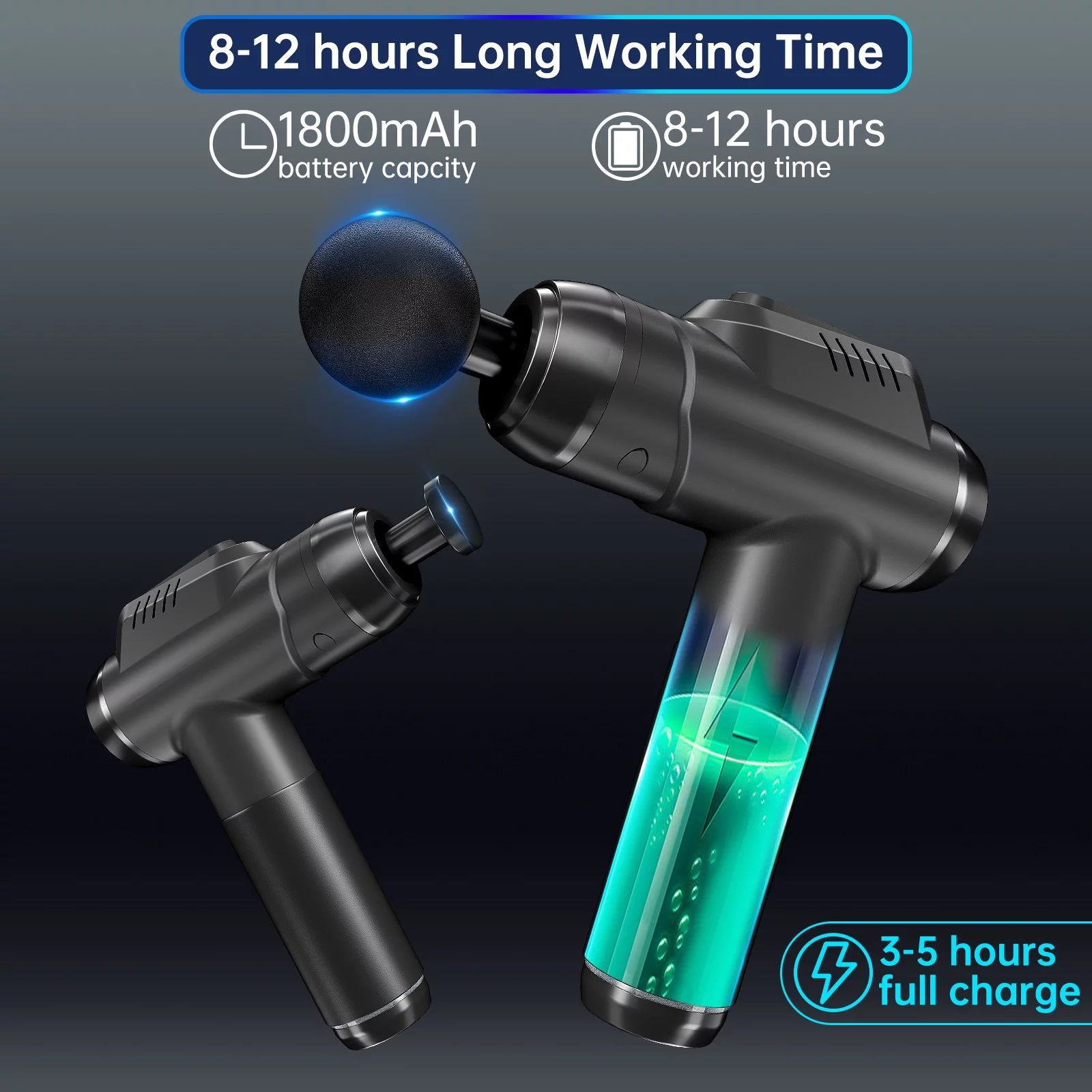 Massage Gun, Deep Tissue Massager, Portable Muscle Massage Gun for Back Neck Muscle Relieve, Quiet Massager Gun 99 Variable Speeds Digital Display 10 Massage Heads (Black)