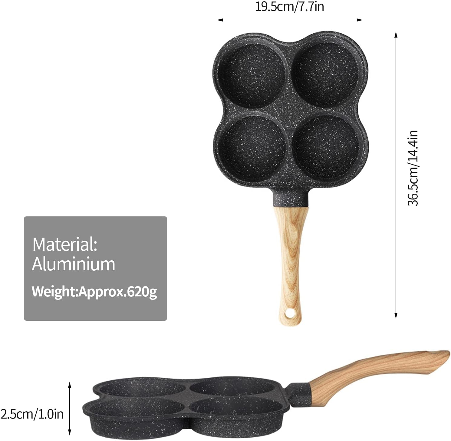 4-Hole Egg Frying Pan 4- Pan Non-Stick Frying Pan 4-Cup Egg Frying Pan Stone Coating Egg Cooker Pan Compatible with All Heat Sources,For Egg Burger/Breakfast Pancake